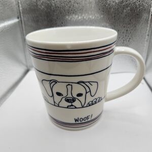 Ellen Degeneres Dog-Themed Mug - White with Blue and Red Stripes